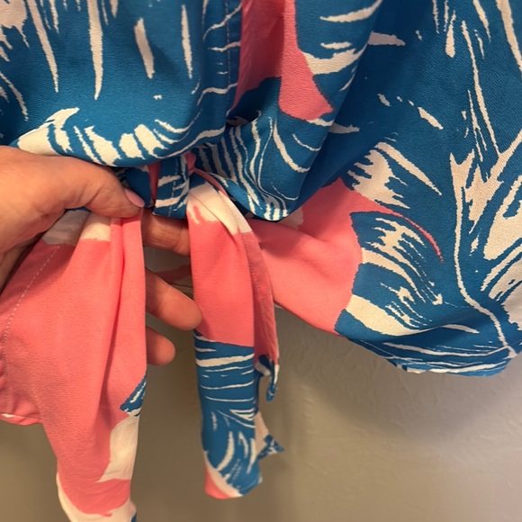 Adrienne Women’s Tropical Print Top - Pink and Blue Oversized Sz Medium Large - Picture 3 of 7